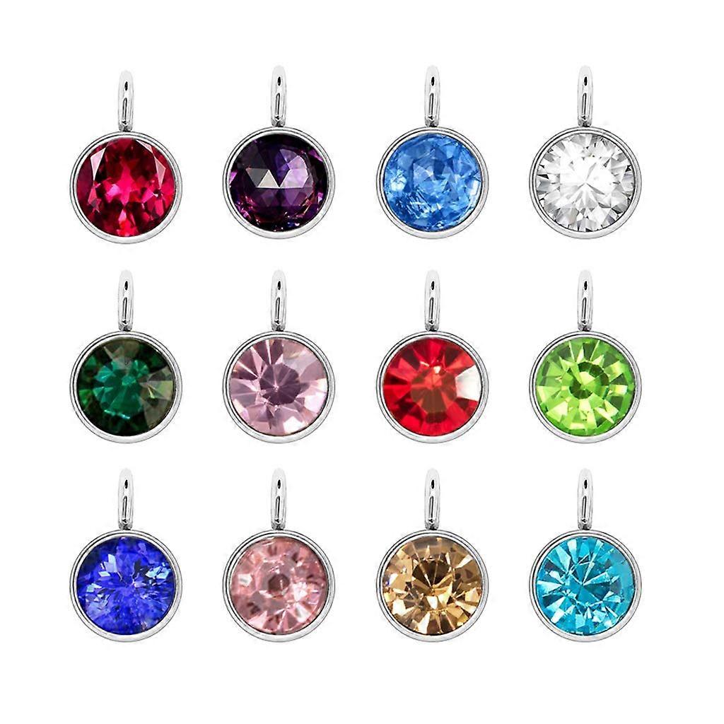 Crystal Birthstone Pendants Mixed Round Charms 12 Colours 6mm