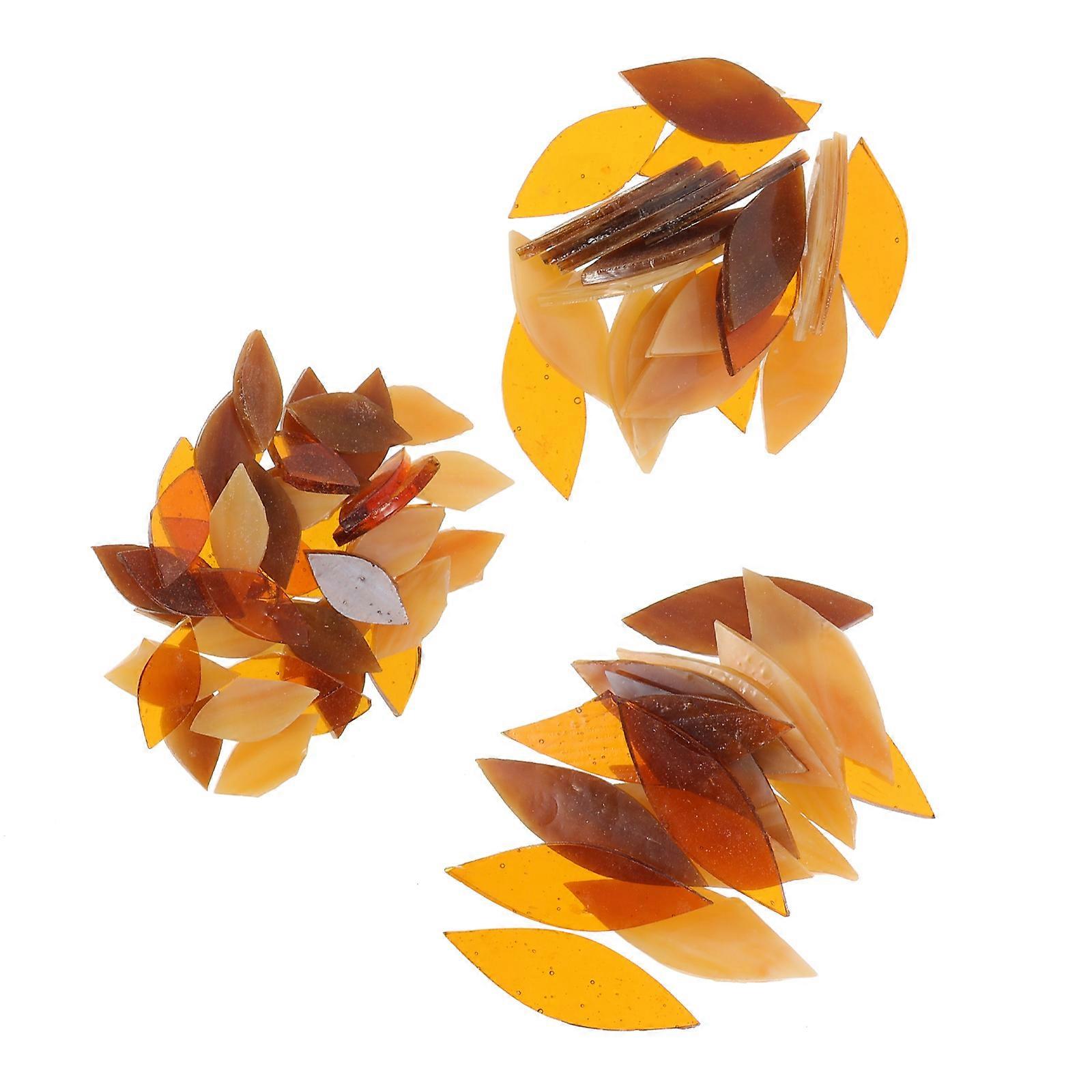 Handmade Tile Pieces Coffee Colored Pieces Leaf Shaped Diy Craft Flowerpots 3 Sets