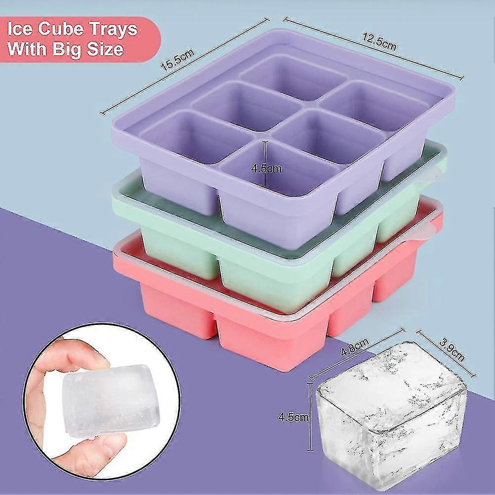 Tray With Lid, 3 Packs 18 Cubes, Silicone Molds, Flexible Stackable And Easy-release Trays