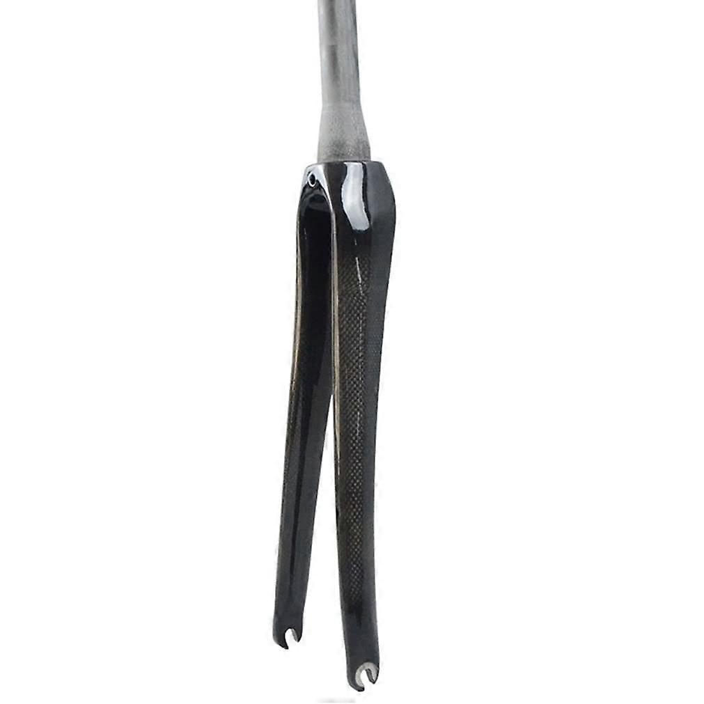 Rigid road bike fork, 700C, 3K carbon fiber, Cbrake, 11/2 tapered, threadless bicycle front fork, super (Color: 700c glossy black)