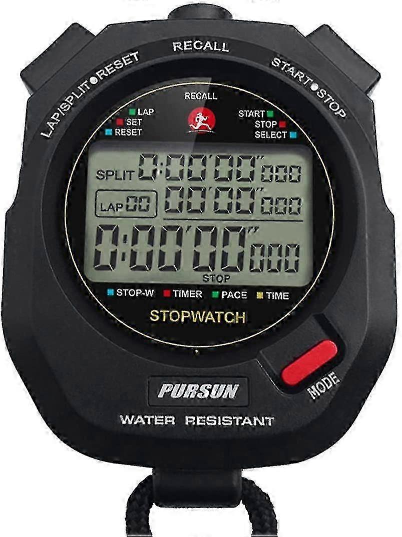 Sport Stopwatch Timer With Dual 100 Lap Memory and Precision Timing of 0.001 Seconds