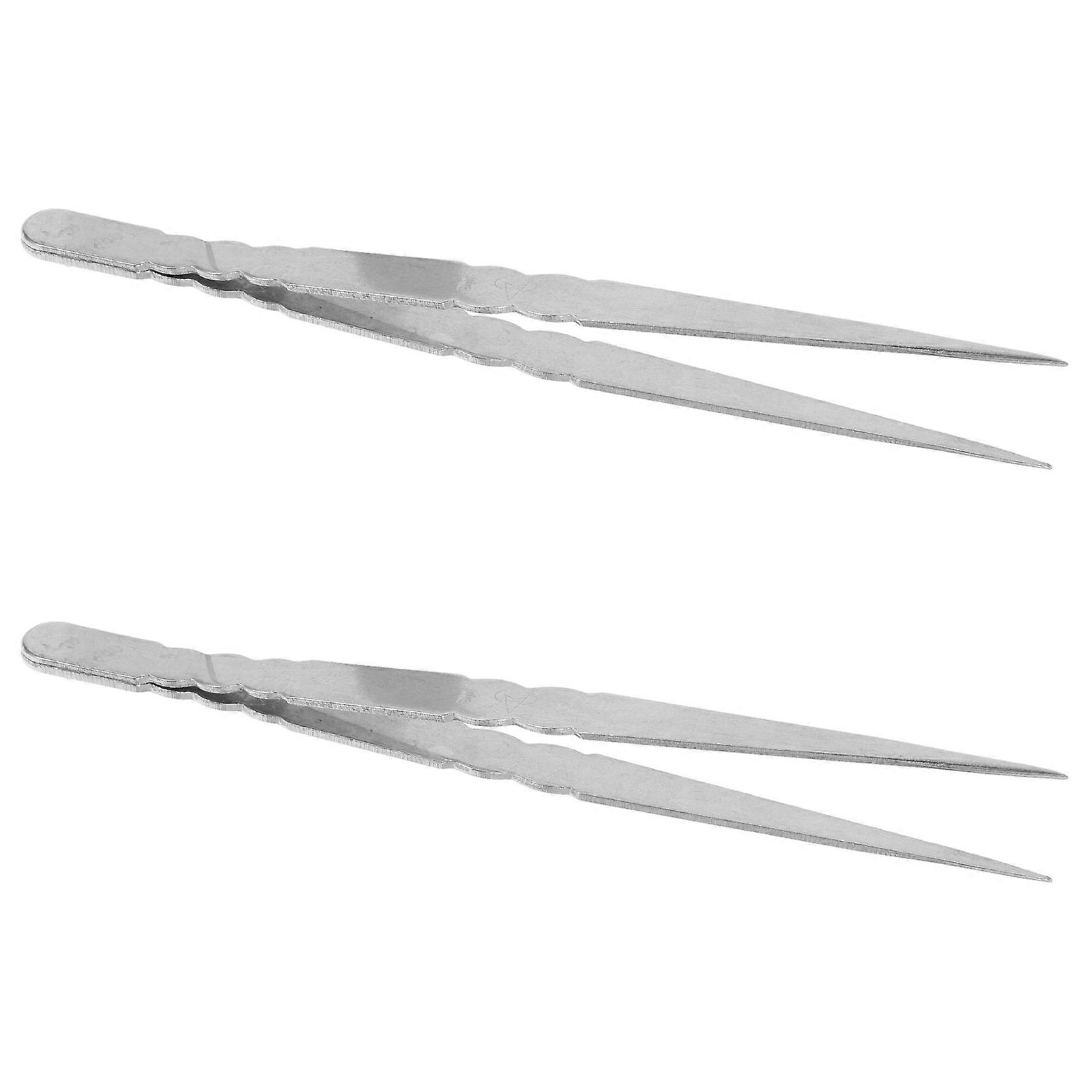 Stainless Steel Craft Tweezers for Jewelry Making Tools 15cm Length Ergonomic Design 2Pcs