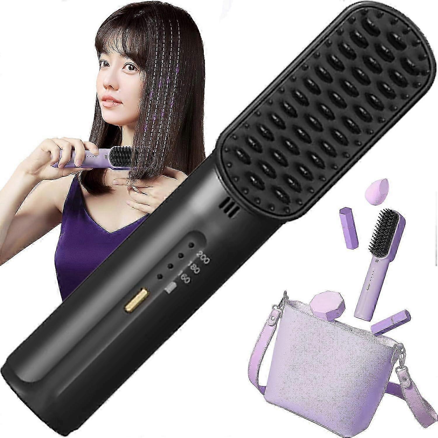 Portable Cordless Mini Hair Straightening Comb, Negative Ions Do Not Hurt Hair, Cordless Mini Hair Straightener Brush