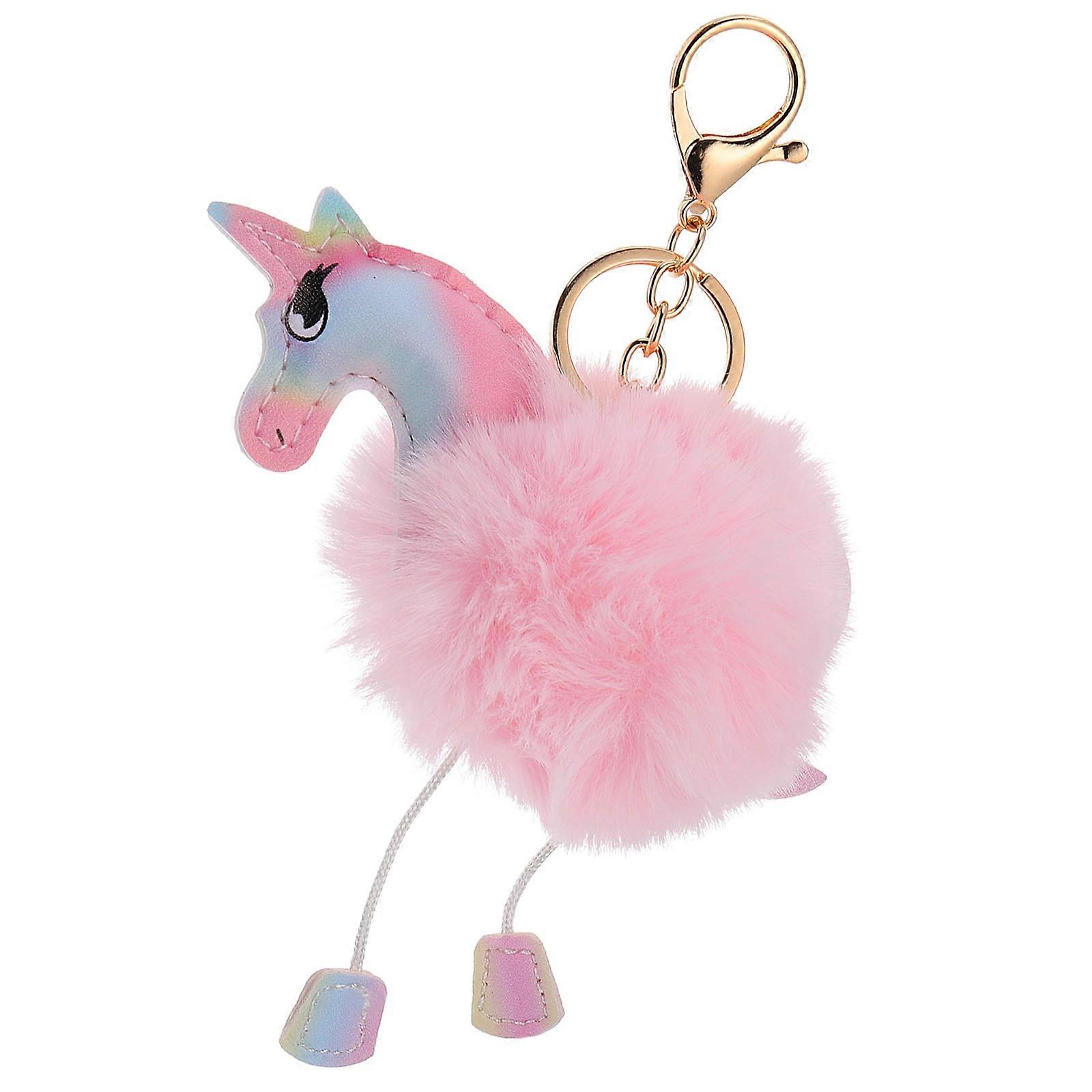 Stuffed Keychain Unicorn Shape Pink 14.00X7.00X7.00cm Everyday Use 2Pcs
