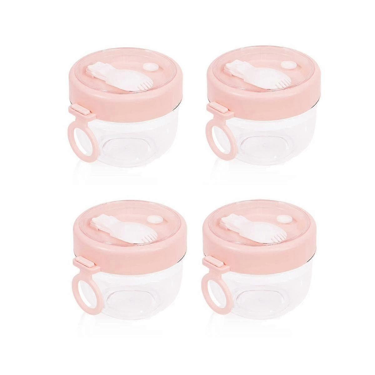 4 Pcs Overnight Oats Container with Lids and Spoons, 20 Oz Oats Jars for Milk and Fruit