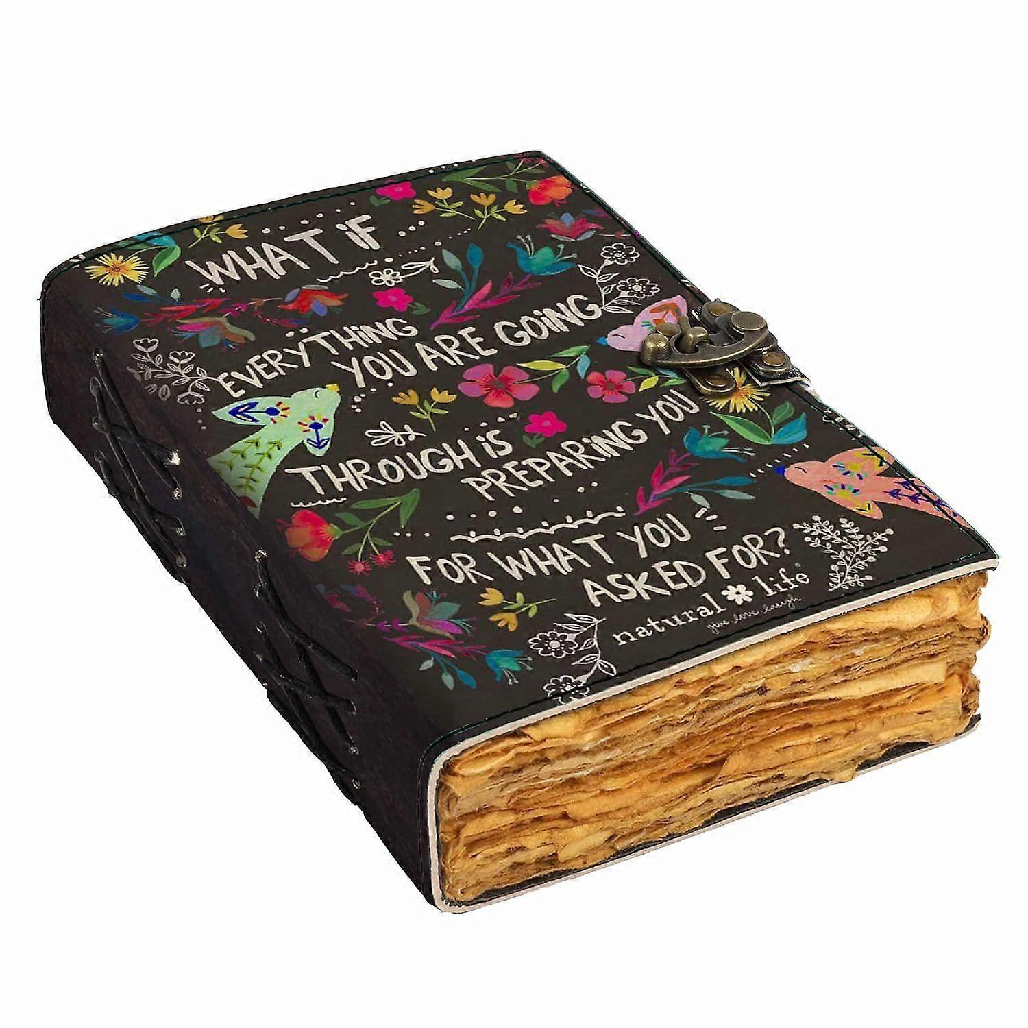 Vintage Leather Printed Journal Diary, 200 Unruled Old Pages Diary for Office & Personal Use, Travel and Drawing Blank Notebook