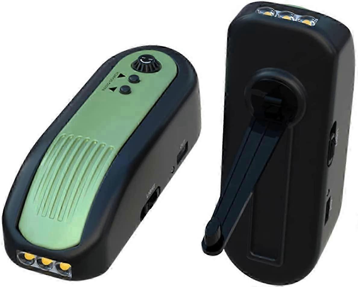 Portable Emergency Hand Crank Radio with 1500mAh Power Bank & Flashlight - AM/FM