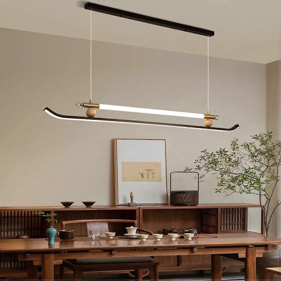 Modern LED Pendant Light Dimmable Black 120 cm Linear Design Height Adjustable
