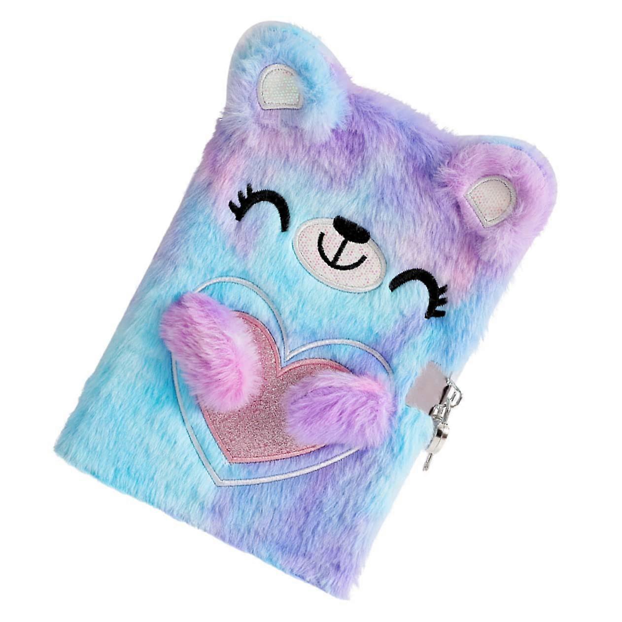 Notebook with Lock for Girls, Lined and Grid Paper Diary, Cartoon Notepad, 21.5X14.5CM, Ages 8-12, Cute Design