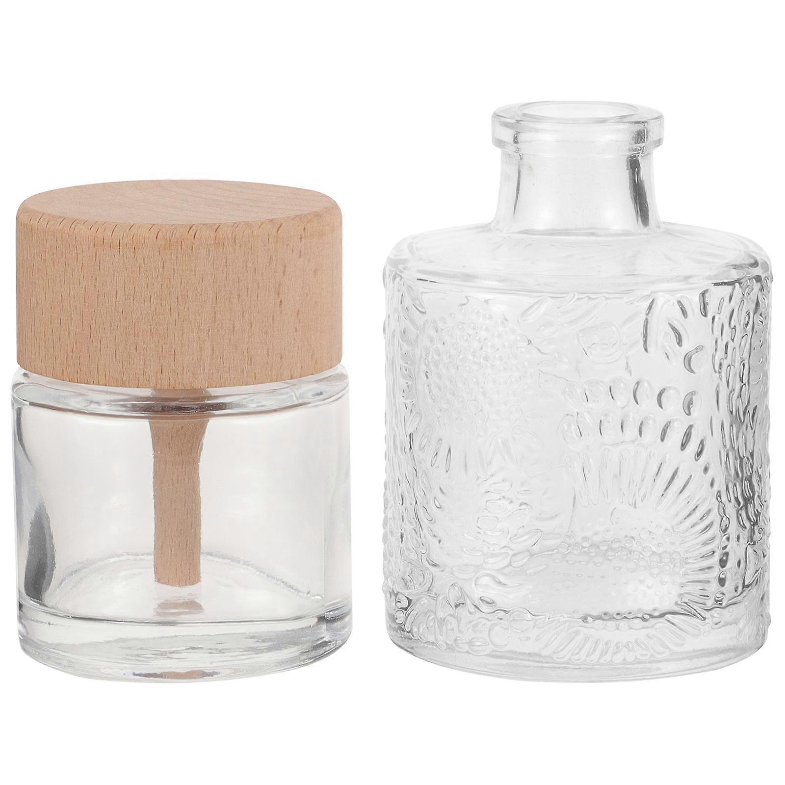 Clear Aromatherapy Diffuser Bottle Fresh Style Office Use Glass 7x7x5cm 2Pack