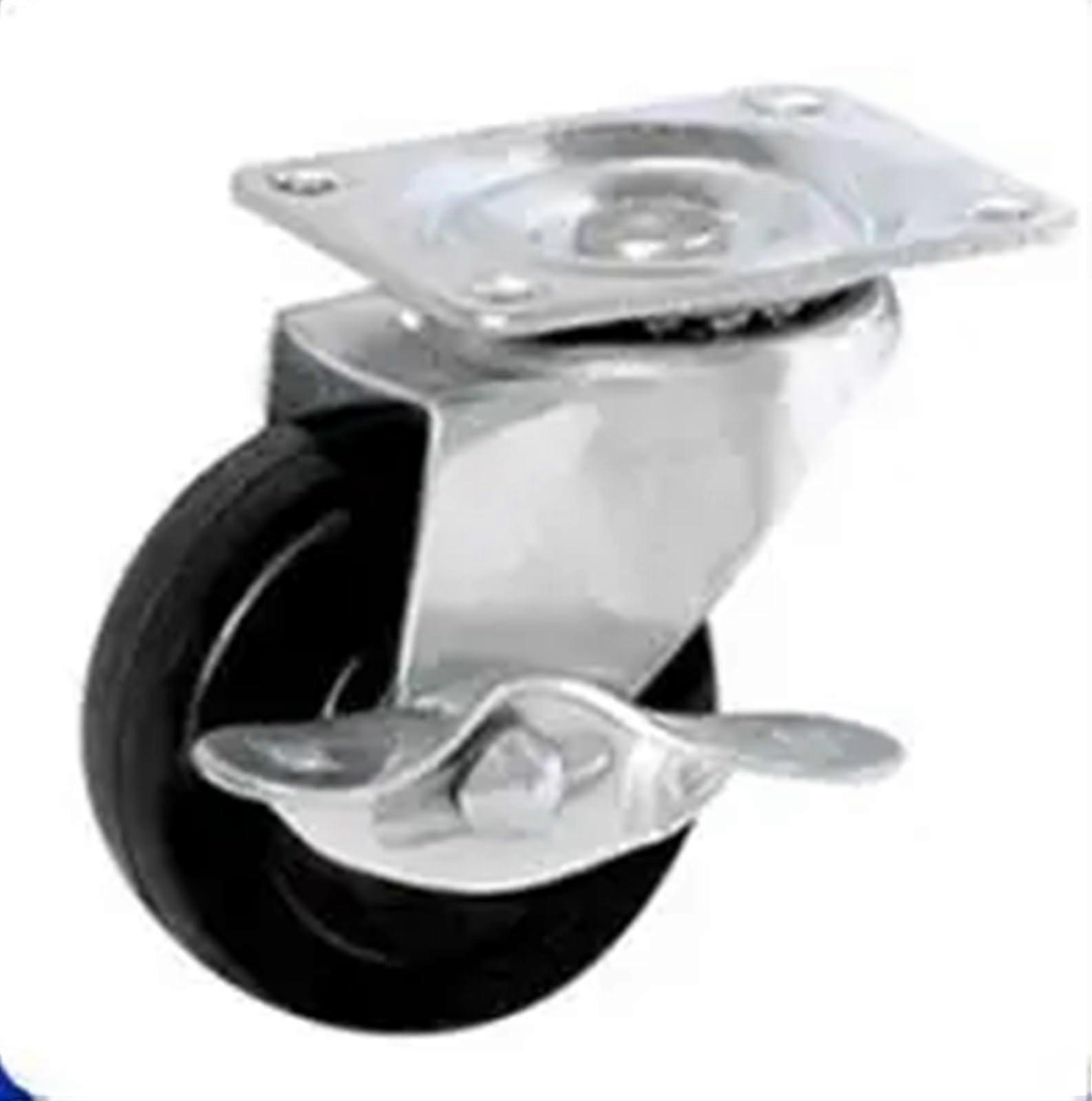 3 Inch Universal Brake Caster Wheels - 4 Pack Rubber Caster Wheels for Light Trucks with Brake Function