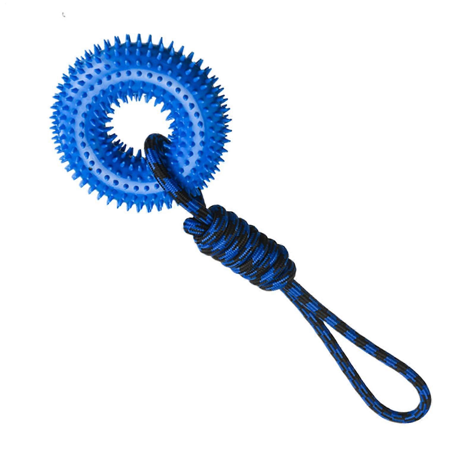 Dog Toy Squeaky Ring Chew Trainer For Puppies, Interactive Rope Ring For Small To Large Dogs, Blue