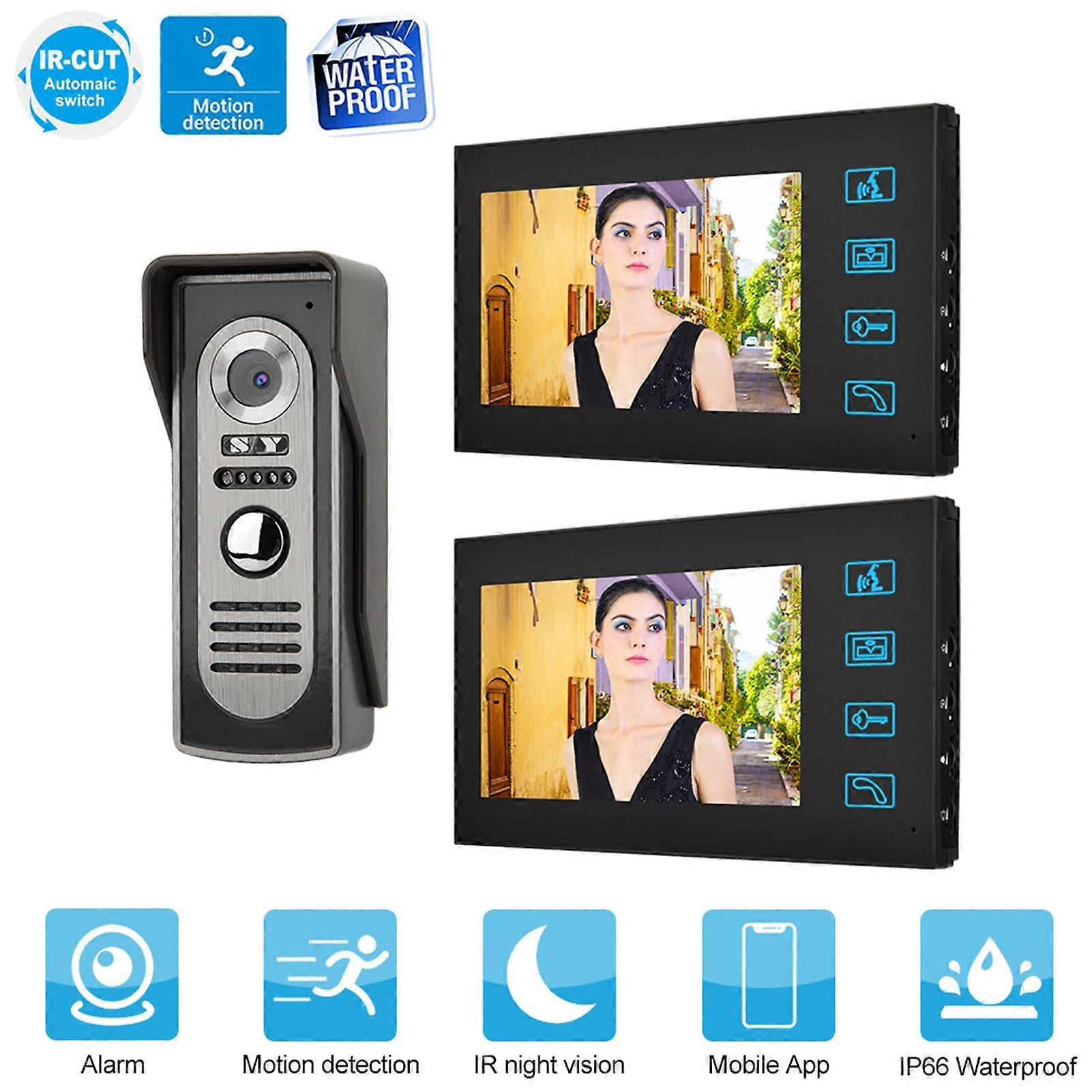 7 inch LCD Wired Visual Intercom Door Bell Night Vision Home Smart Video Doorbell Kit