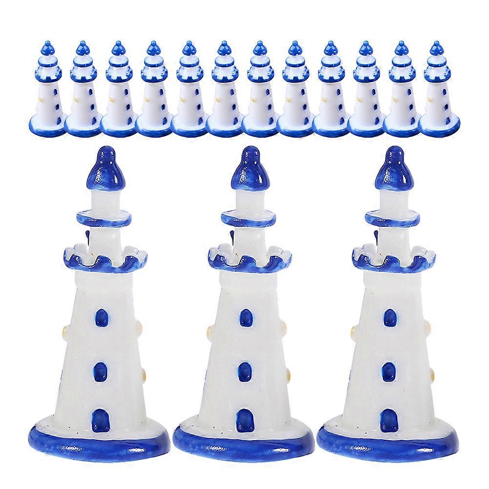 15pcs Mini Lighthouse Ornaments – Nautical Home Decor for DIY Micro Landscapes, Beach Parties & Room Accessories