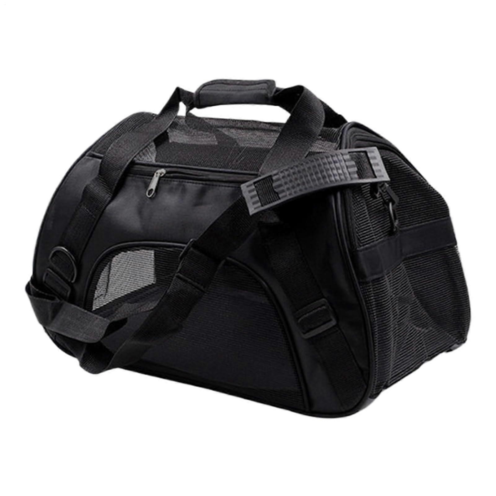 Pet Carrier, Foldable Cat Bag for Dogs | Portable Soft-Sided Carriers with Adjustable Strap for Puppies Kittens, Black, L 15 x W 15 x H 8 cm