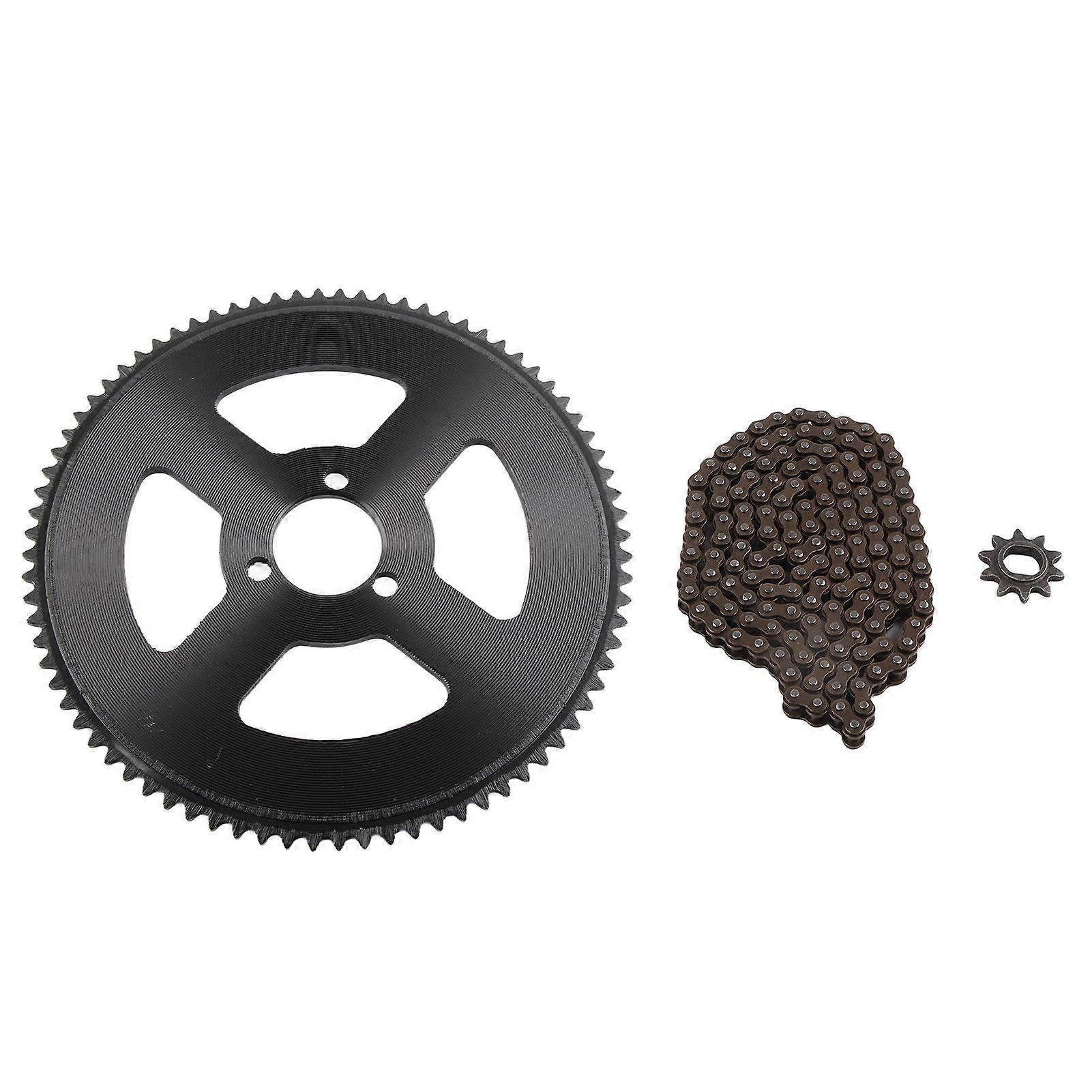 Chain and Sprocket Kit 80T 25H 34mm 3 Holes Sprocket 10T H Hole Chain Sprocket 146 Links Chain YMQX)