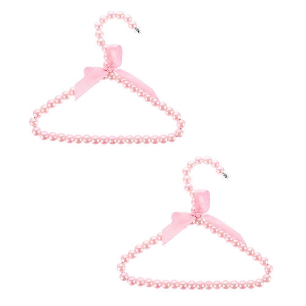 Sweater Hangers Pink Pearl Hanger Hanging Function Plastic And Metal Bow Shape For Pet Owners 20X16X1CM 2Set