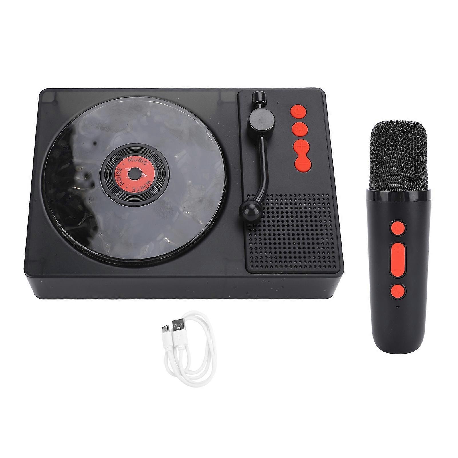 Black Bluetooth Speaker & Mic Set - Portable Stereo Sound with Night Lamp Function