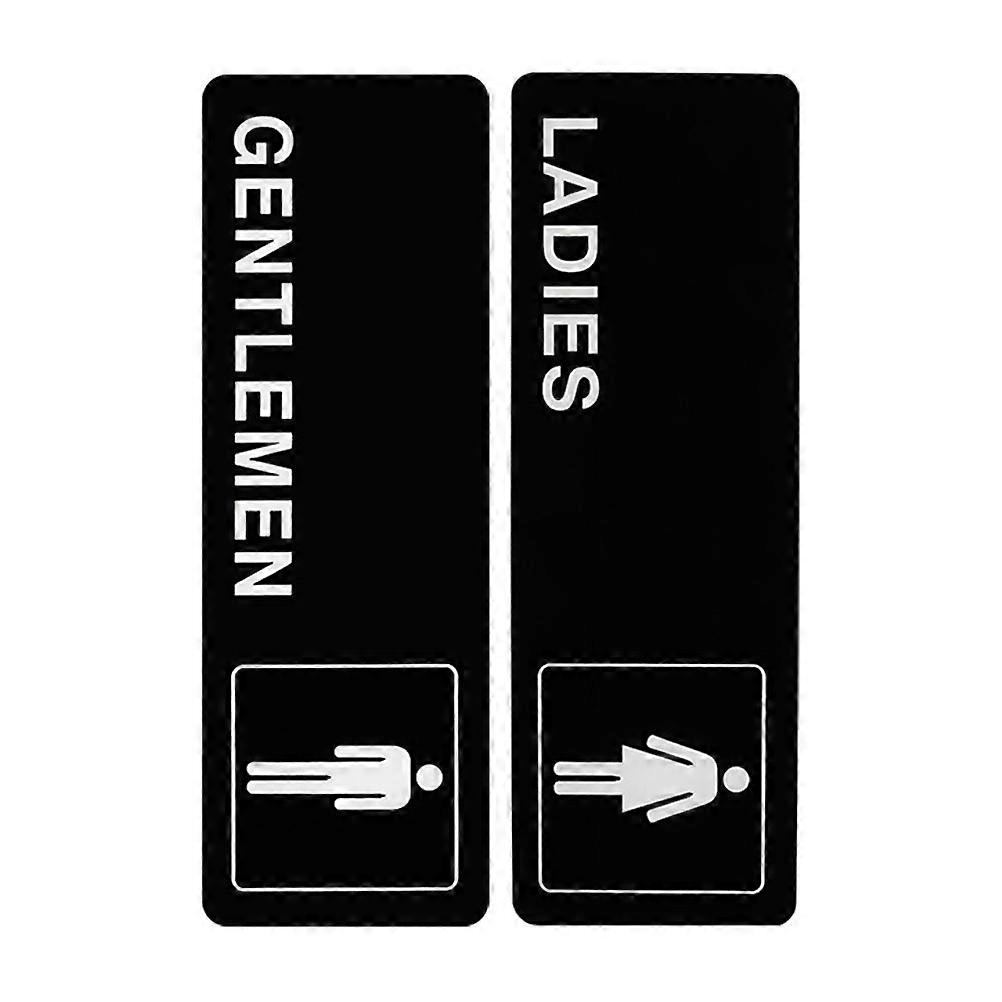 Toilet Signboard Indication Restroom Sign Black Acrylic Rectangular Simple Design 2pcs
