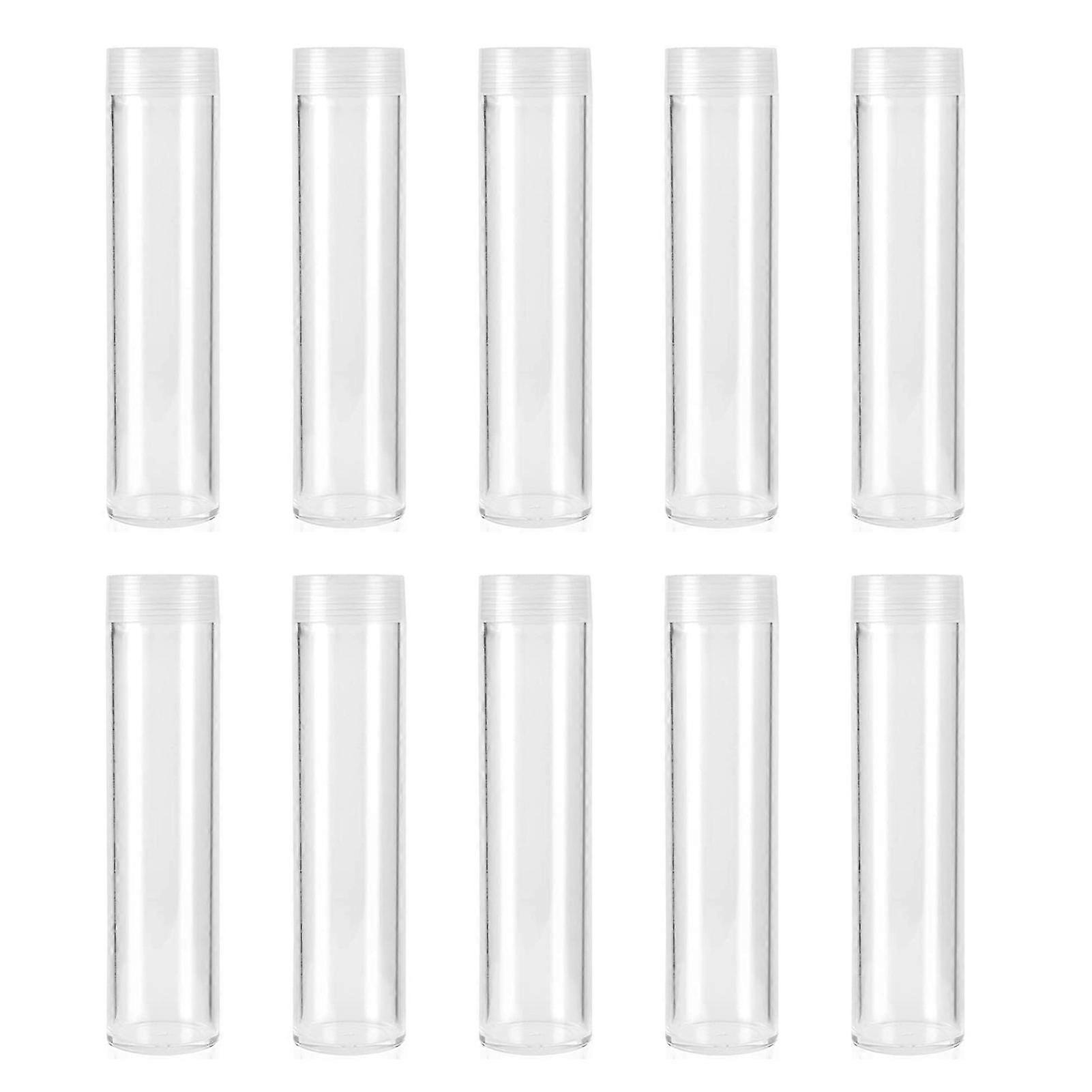 10個銀行&スーパーマーケット用蓋付き透明プラスチックコインチューブホルダー-20mm