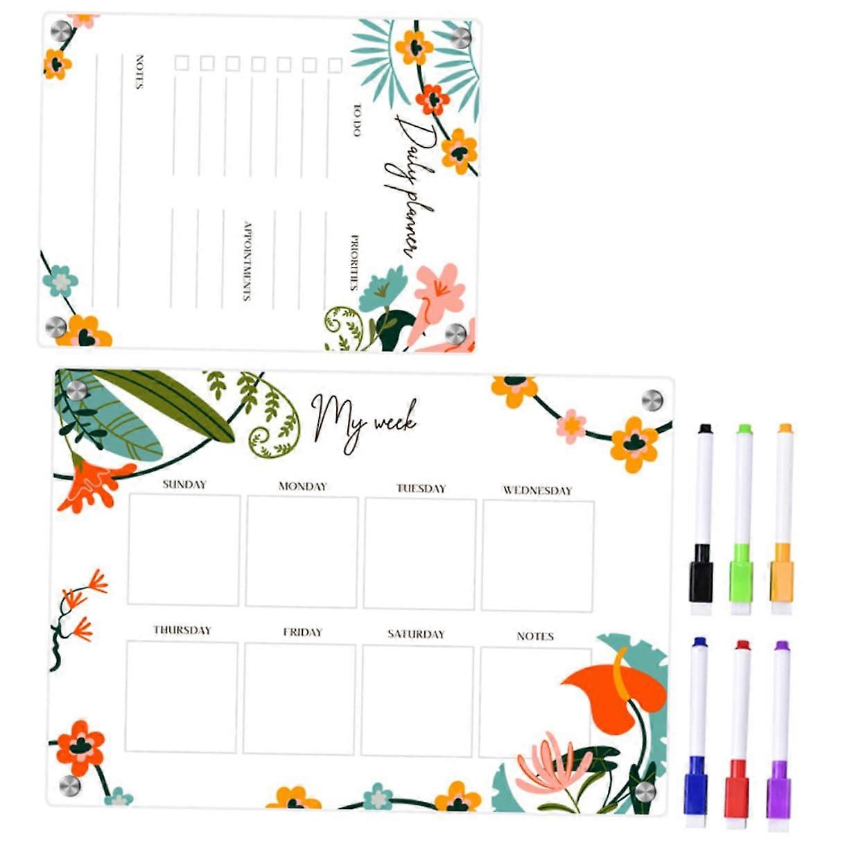 Magnetic Dry Erase Refrigerator Message Board for Planning, Reminders, and Weekly Organization