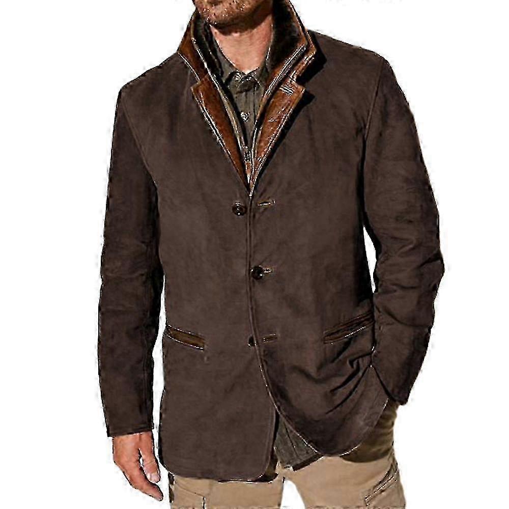 Ανδρικό vintage fleece σουέτ μπουφάν για φθινοπωρινά και χειμερινά casual ρούχα εξωτερικού χώρου