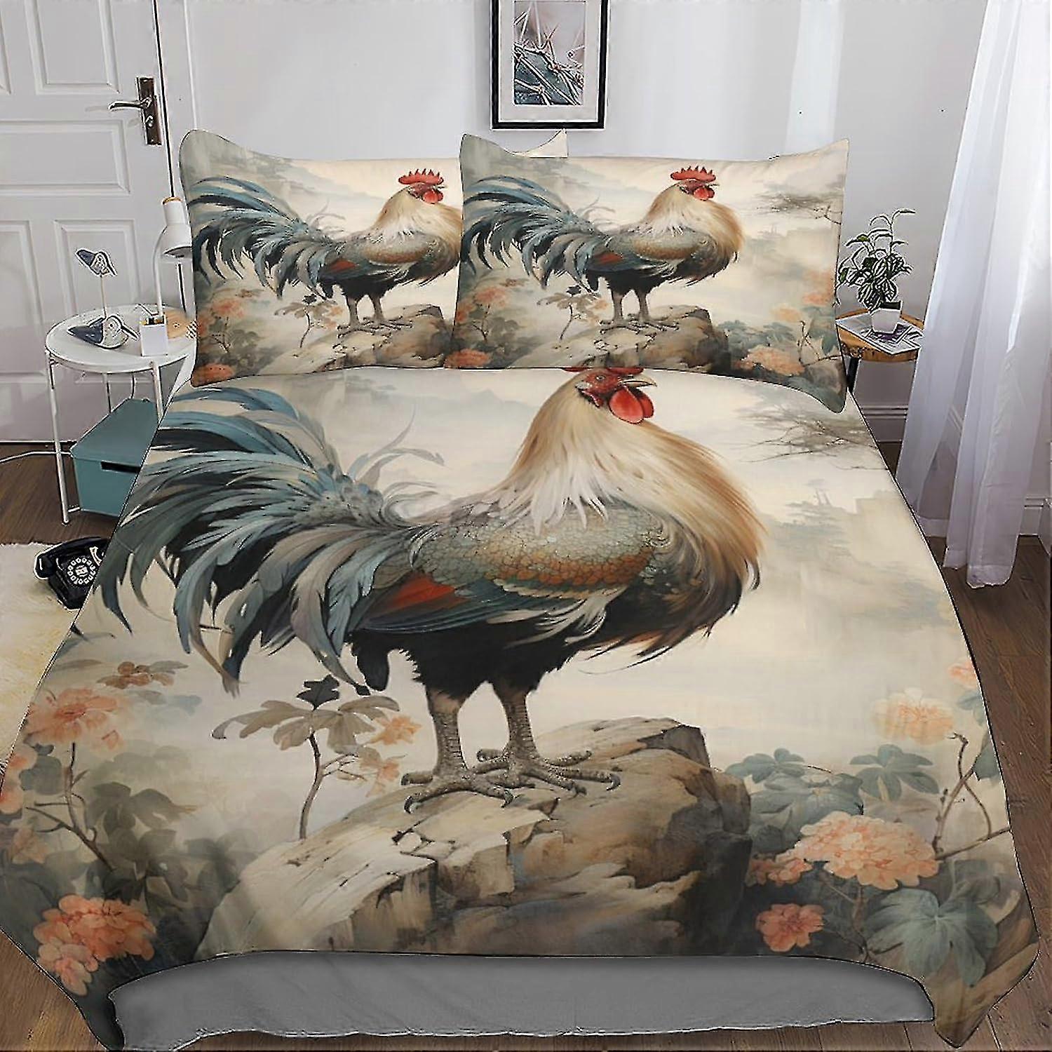 Conjunto de Cama com Estampa Animal Conjunto de Capa de Edredão Design 3D Capa de Edredom 3 Peças para Crianças Adolescentes Meninos com Fecho de Zíper