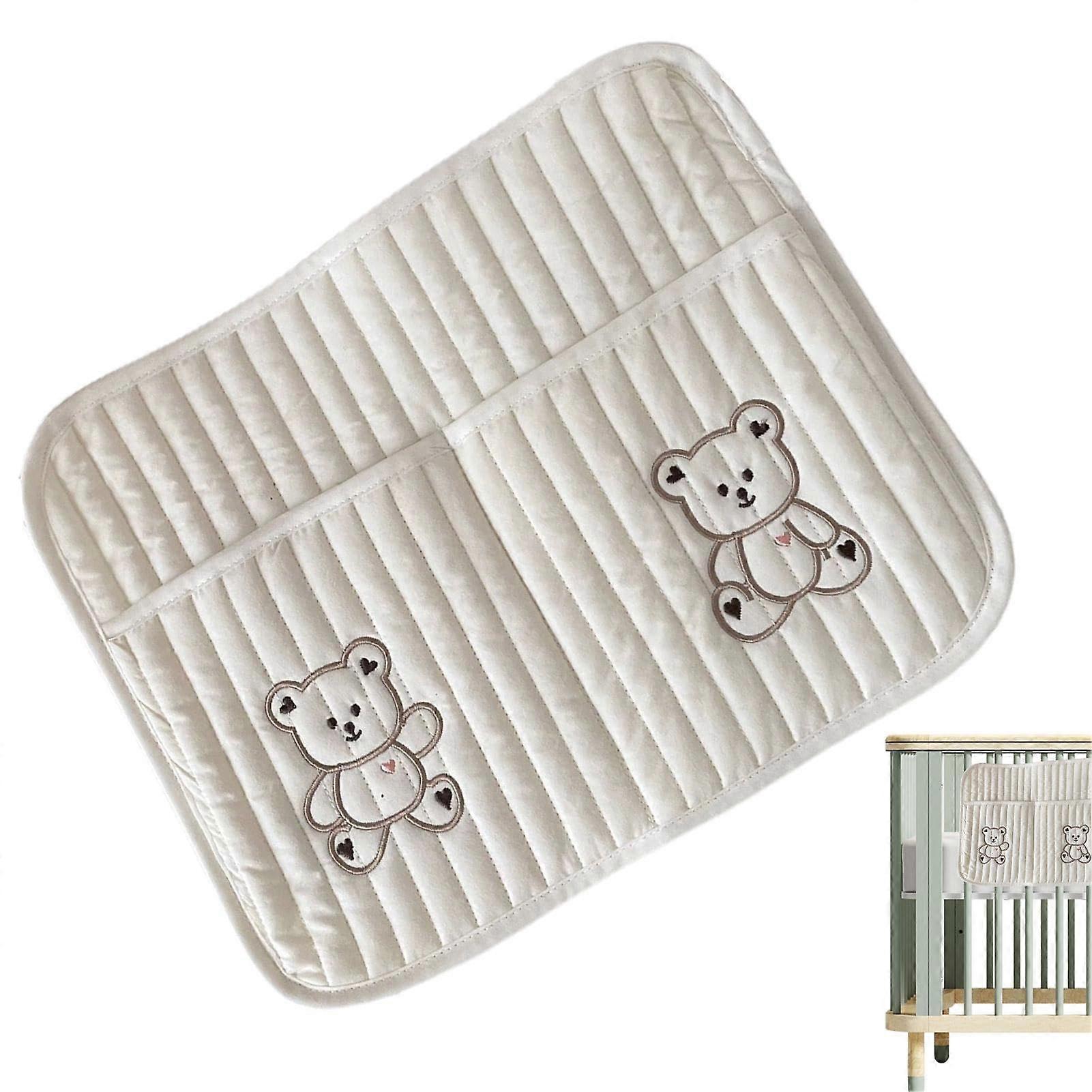 Bed Organizer Bag for Nightstand Storage Made of Cotton, Diaper Storage Organizer for Cribs, Multi-Purpose Design