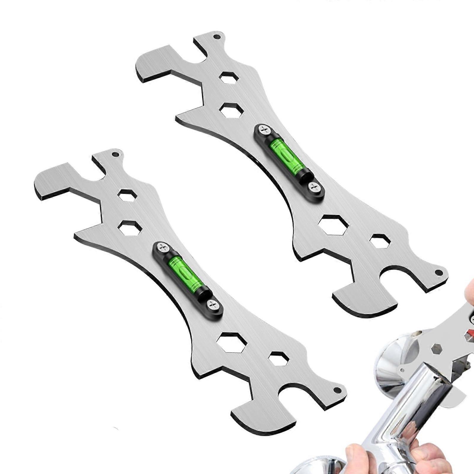 Pack of 2 Multifunctional Shower Key Tools with Spirit Level for 9-30 mm Hex Screws, Angle Key Design
