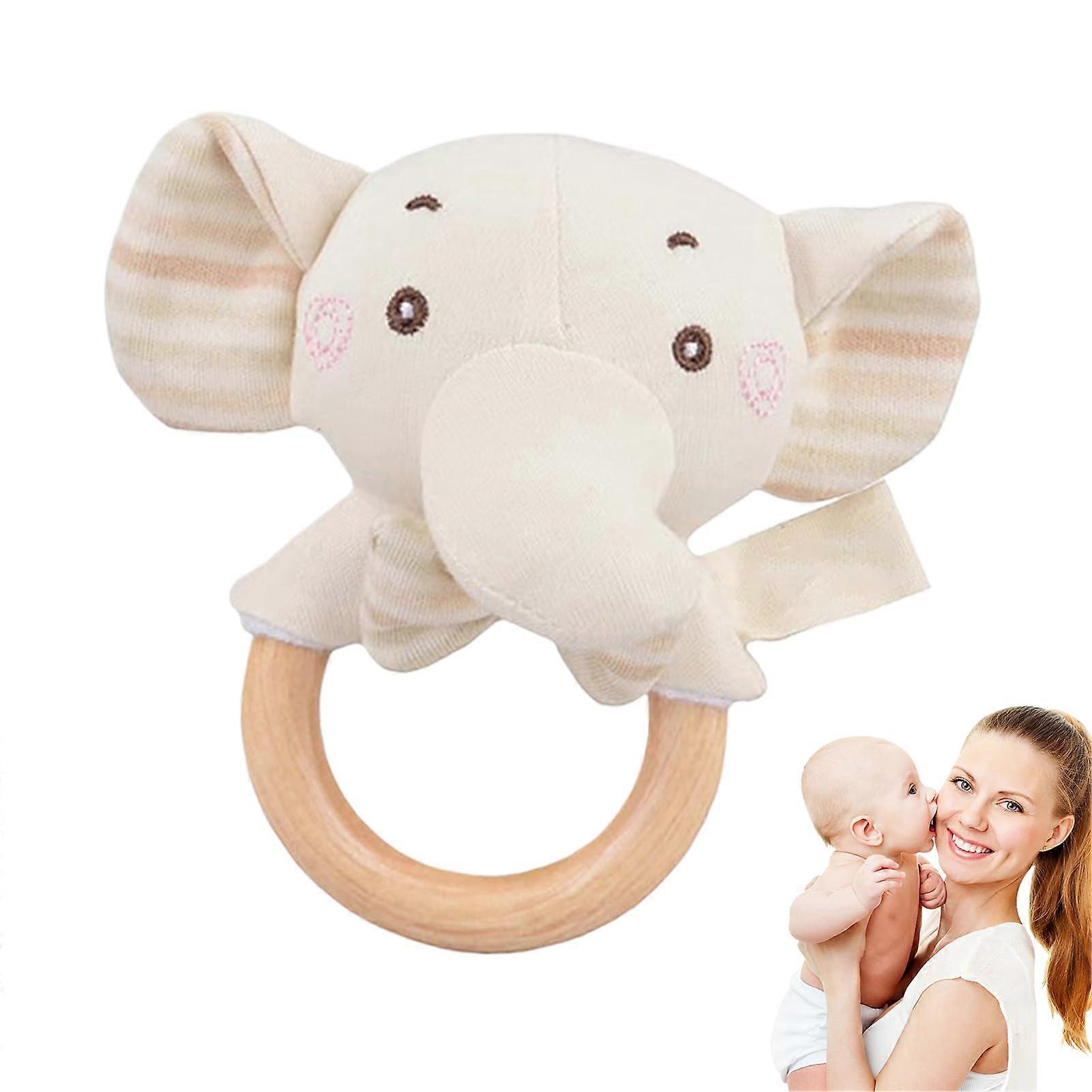 Soft rattle toy, plush rattle toy Cartoon animal shapes with grip aid for toddlers and children Elephant