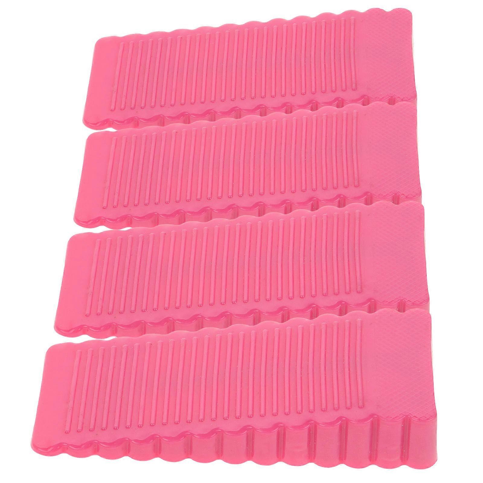 Practical Door Wedge Floor Stopper For Indoor Use 4Pcs Pink NonSlip