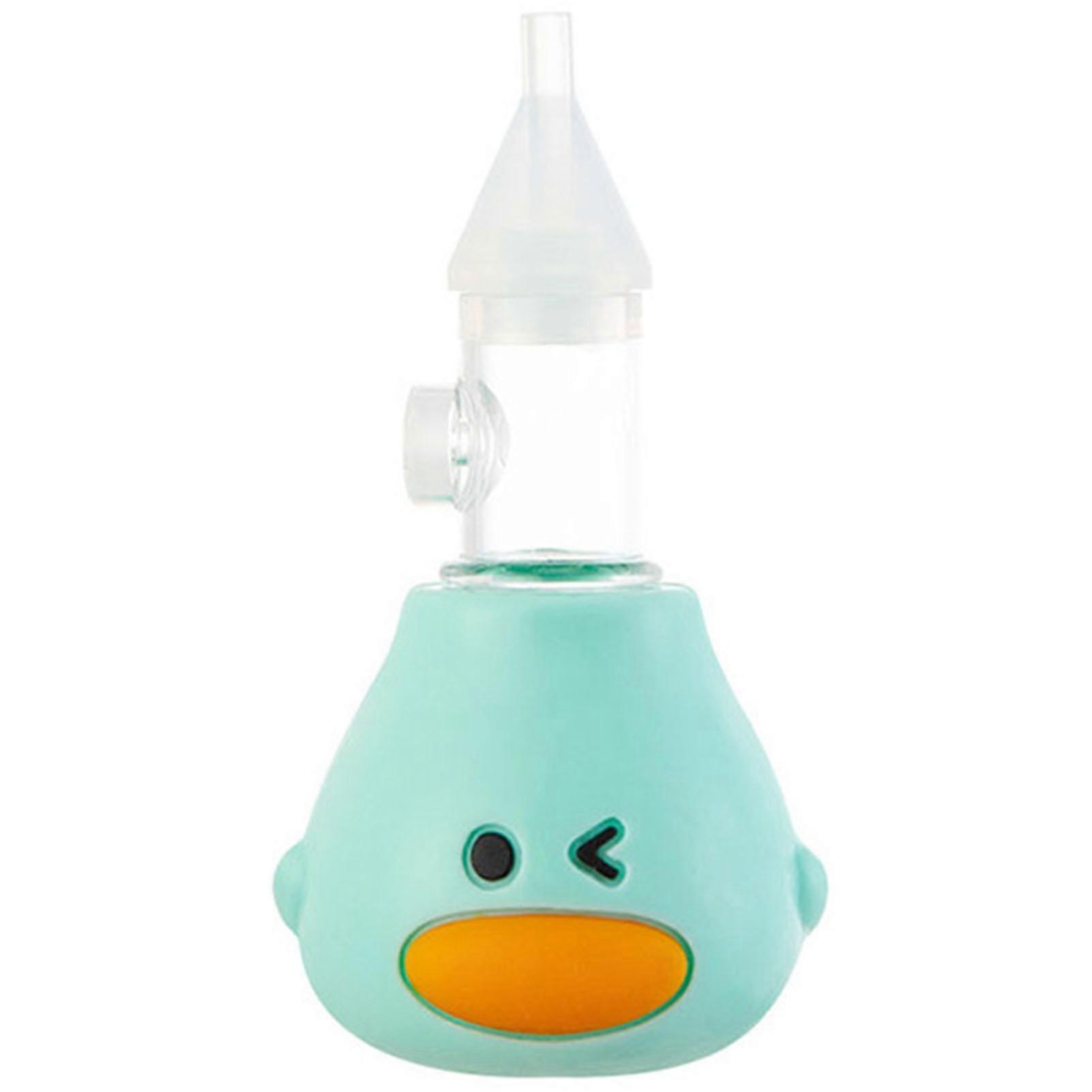 Baby Manual Nasal Aspirator Soft Silicone PP Prevent Backflow One Way Exhaust Mucus Snot Suction Light Cyan 