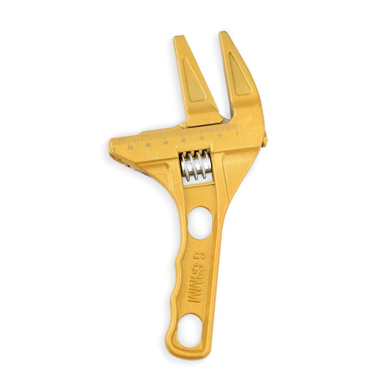 Adjustable wrench, 6–68 mm, large opening, wide jaws, aluminum alloy wrench with short handle, thin shift wrench, gold thread tap