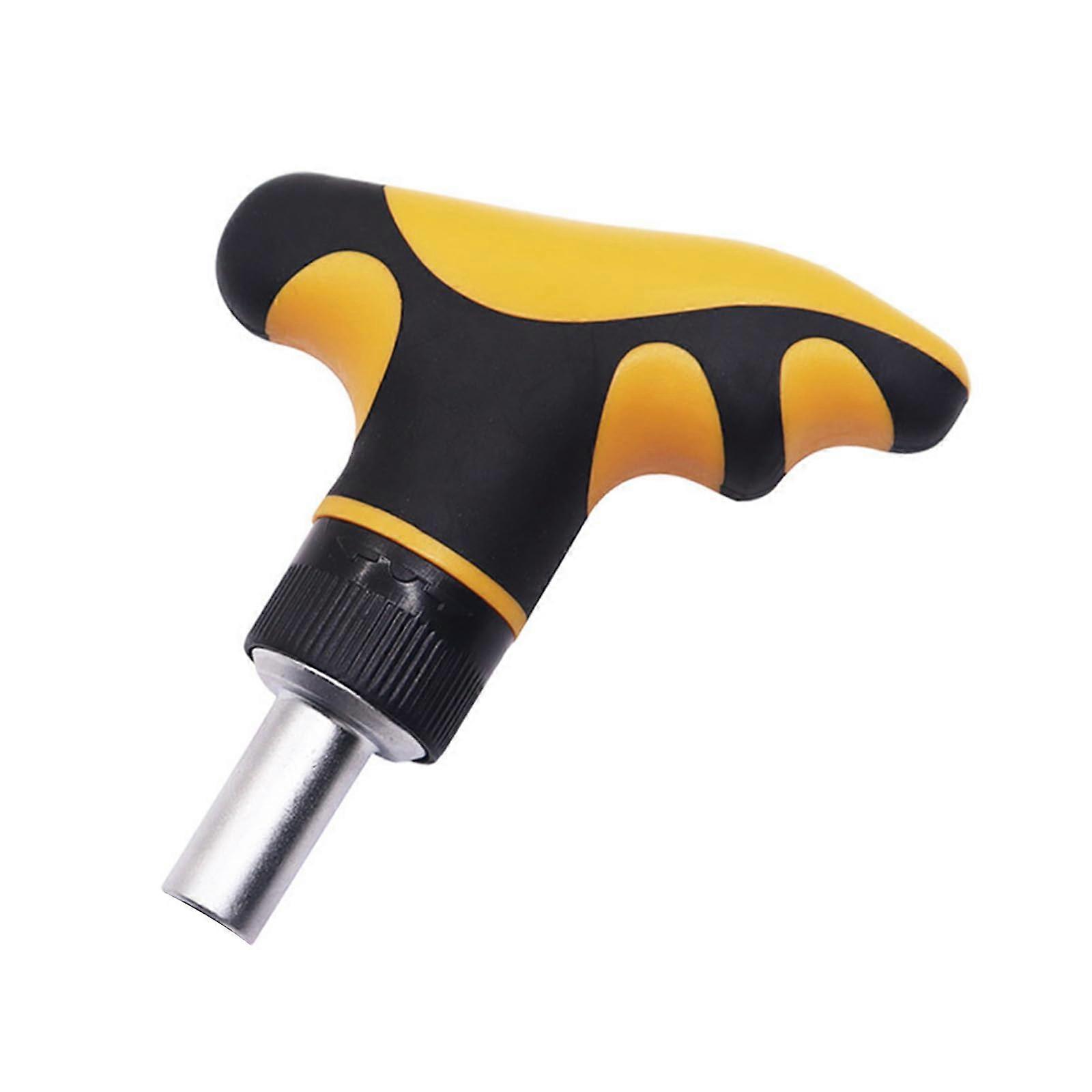 Adjustable Ratchet Screwdriver T-Handle Wrench Multi-Functional Non-Slip 1/4-Inch Bit Set Compatible Tool