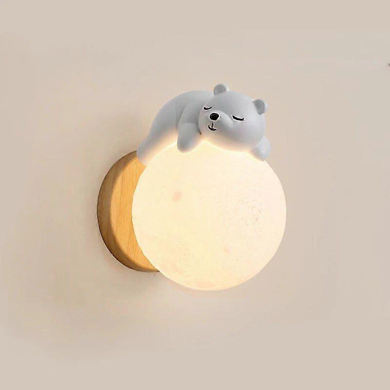 מנורת קיר ליד המיטה מודרני יצירתי שינה דוב ירח חדר שינה סביבה לילה אור בנים בנות מנורות קיר