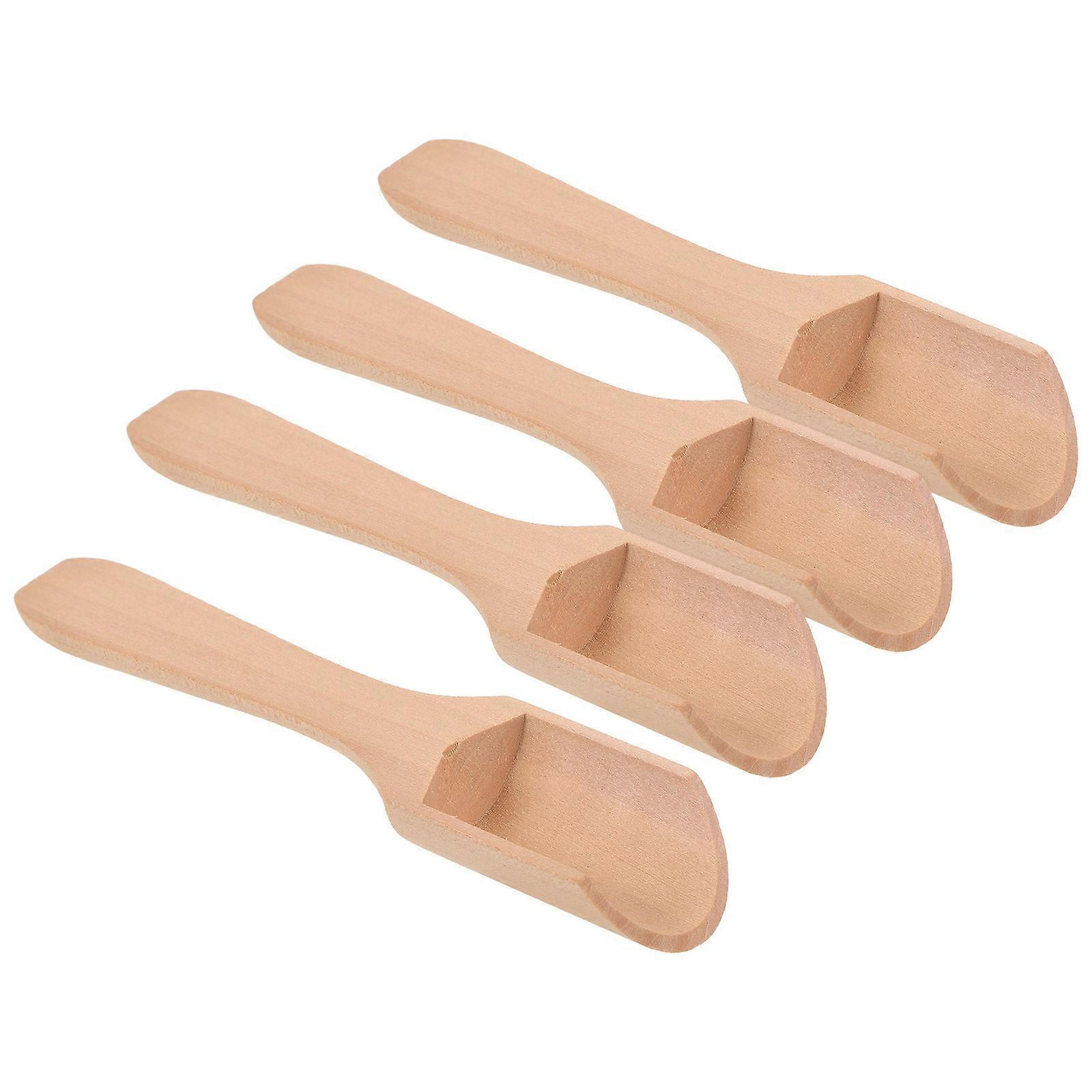 Wooden Spoon Set of 4 for Home Use Quality Wood Light Yellow Compact Design
