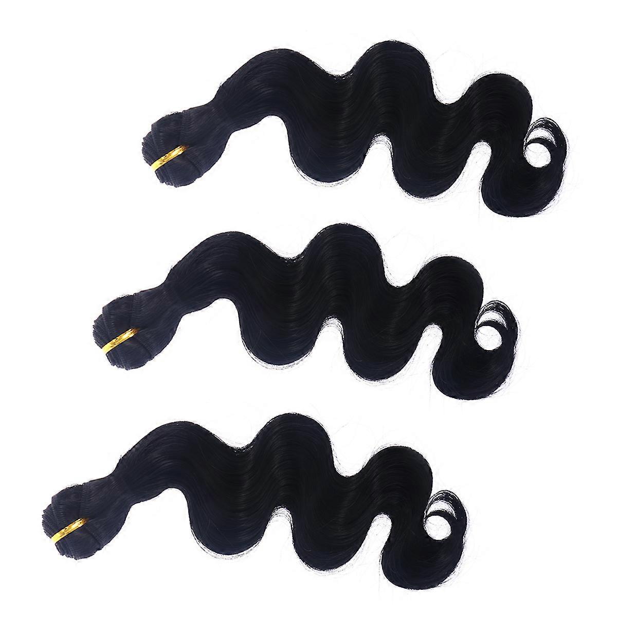 Extensões de Cabelo Body Wave Stylable Cor Preta Leve 16 Polegadas 3Pcs