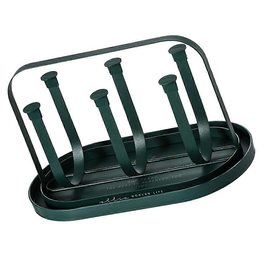 Green Cup Draining Shelf Made of Iron and ABS for Kitchen and Home Use 1 Set