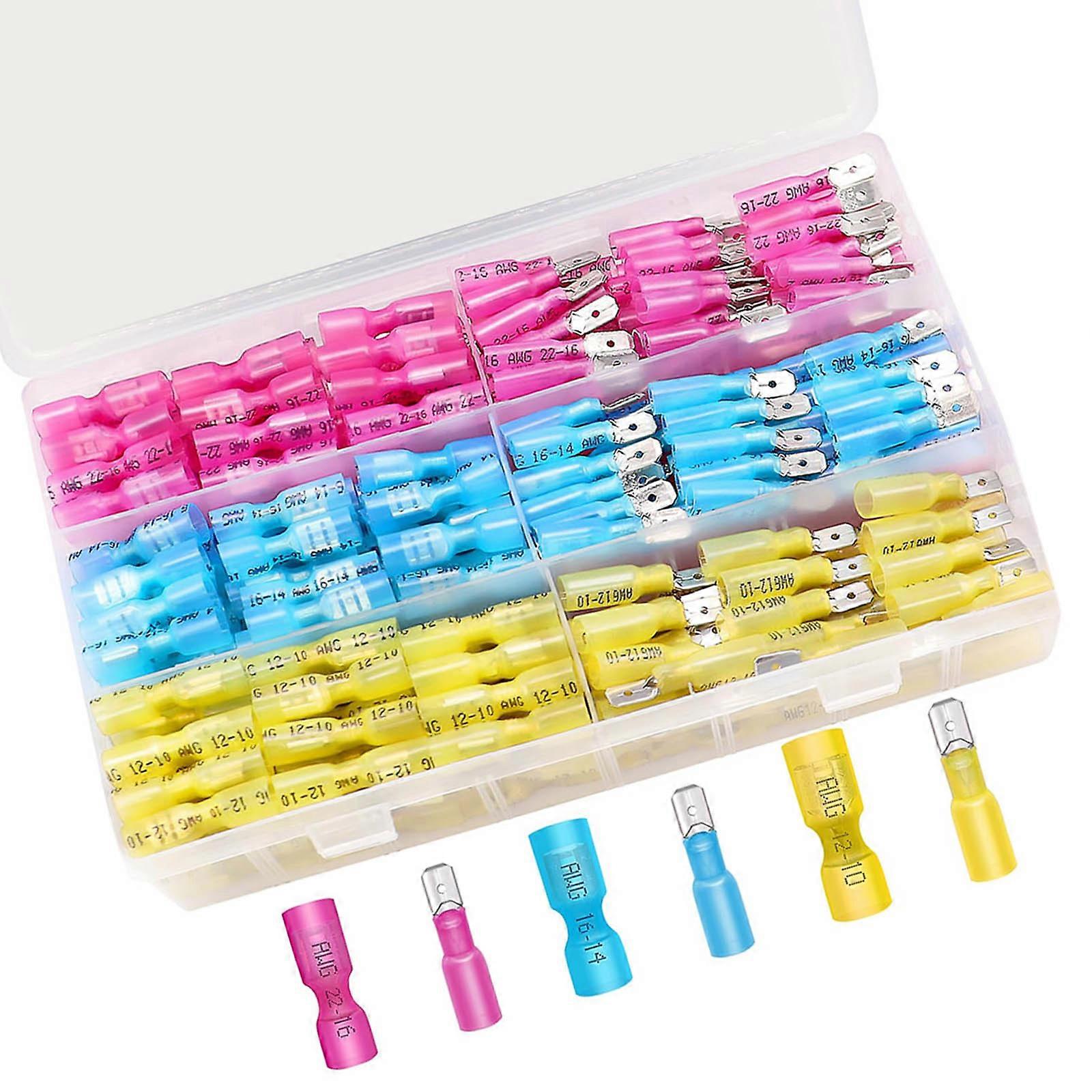 230pcs Heat Shrink Spades Electrical Connectors Stable Electrical Connection Home Circuit Repair for Various Circuits Multicolor