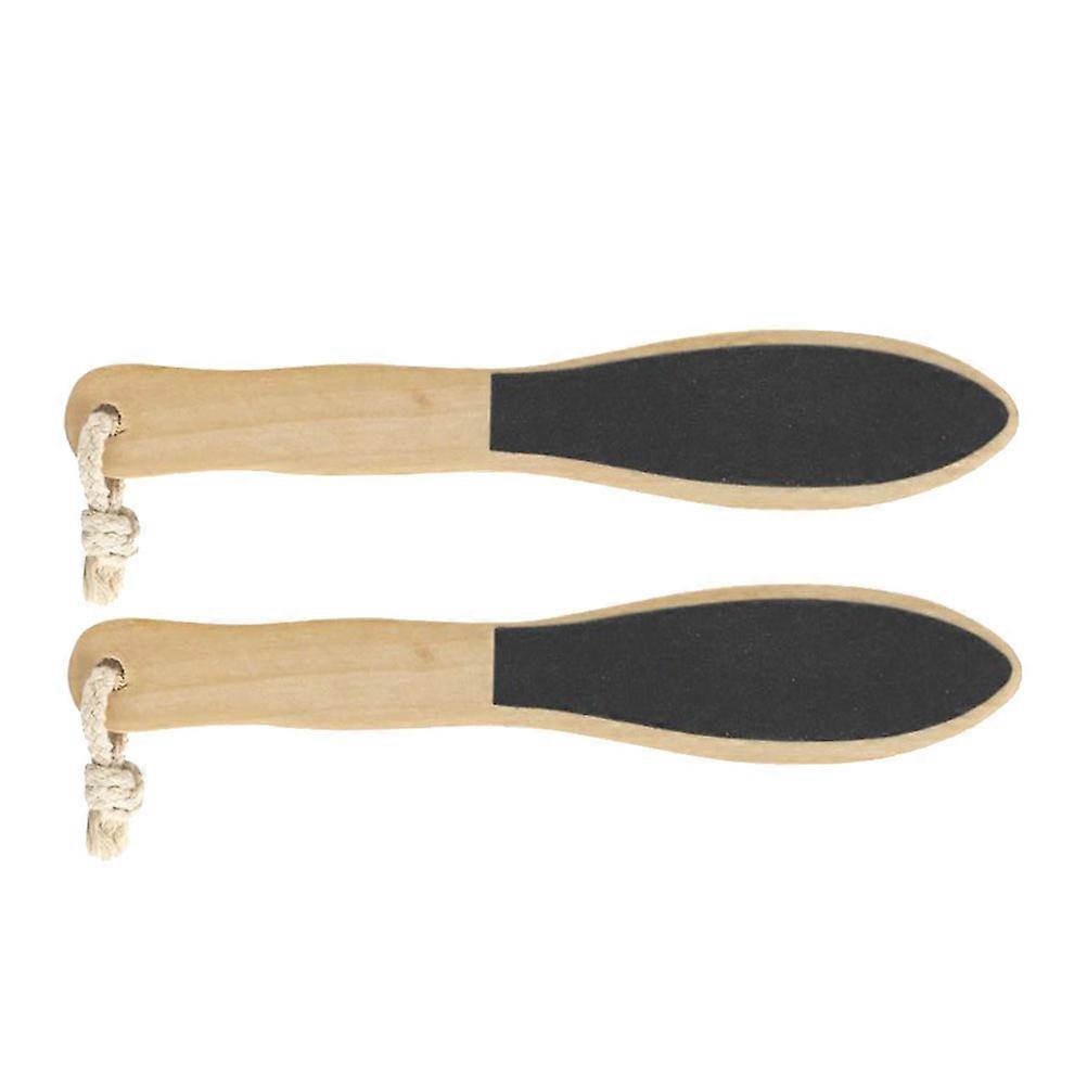 2 Pcs Wooden Foot Rubbing Tool for Smooth Feet Skin Double-Sided Exfoliating Grinder 4.5 x 1.8