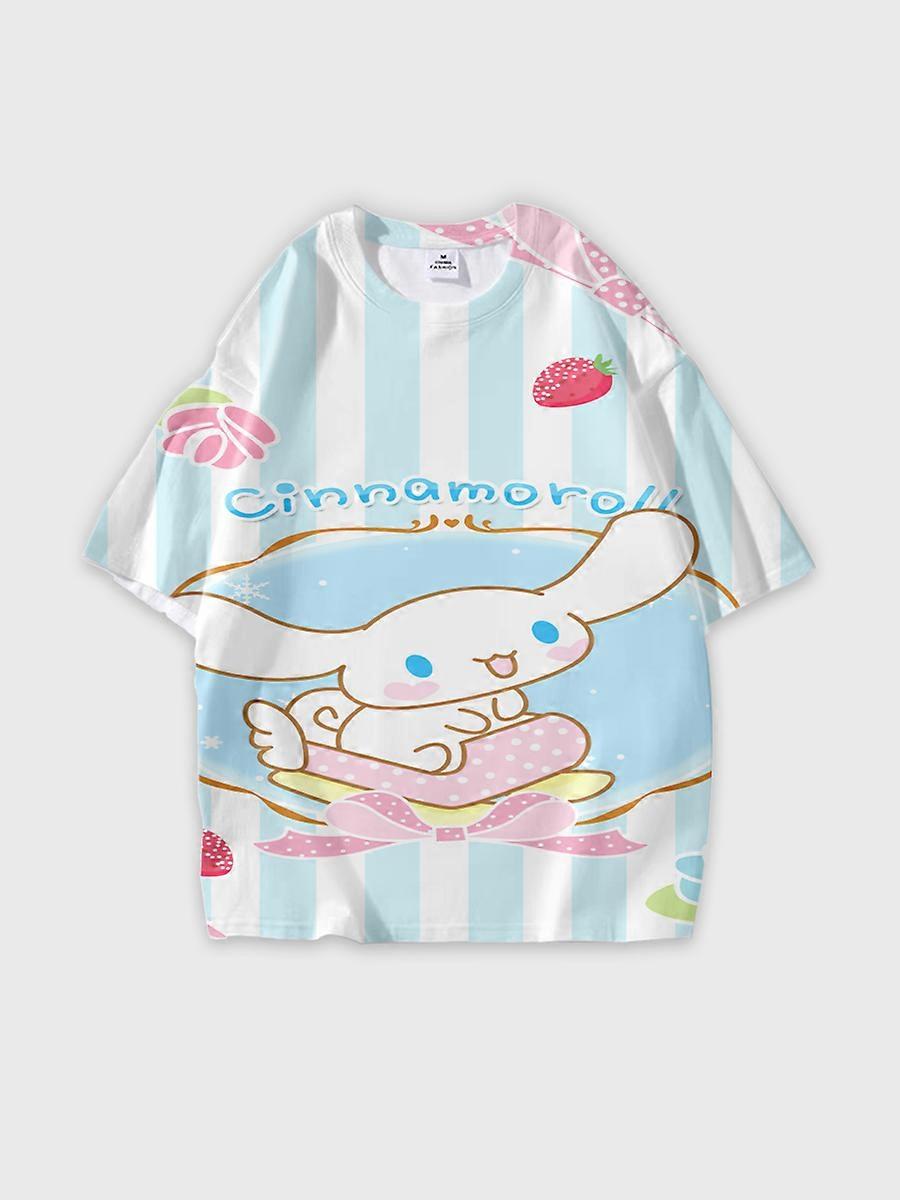 T-shirt round neck Cartoon Pattern loose short sleeve E2417