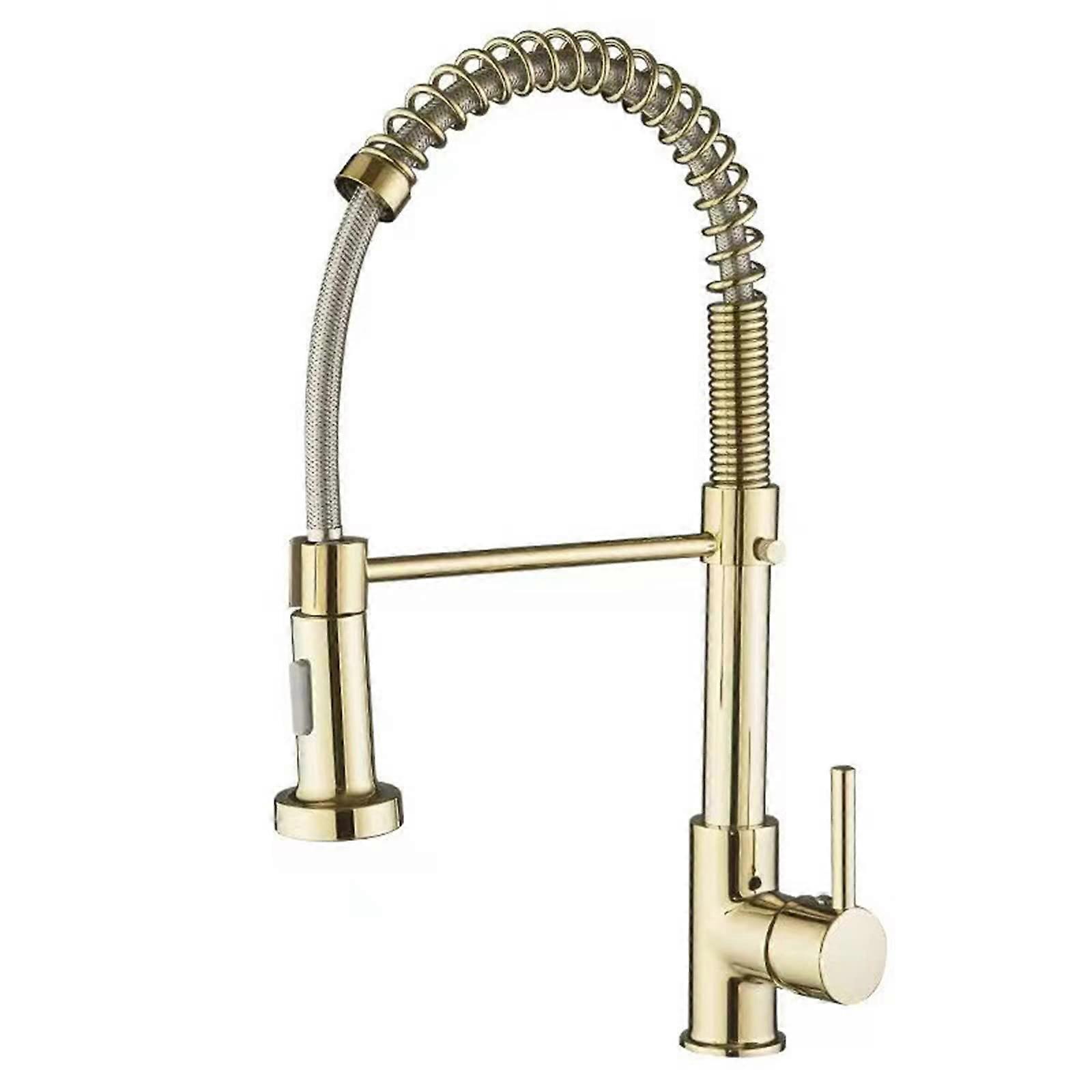 Goldcolored kitchen faucet with 2function pulldown sprayer, 360° swivel, stainless steel