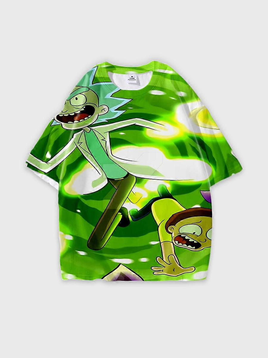 T-shirt round neck Animation Character Pattern loose short sleeve E2408