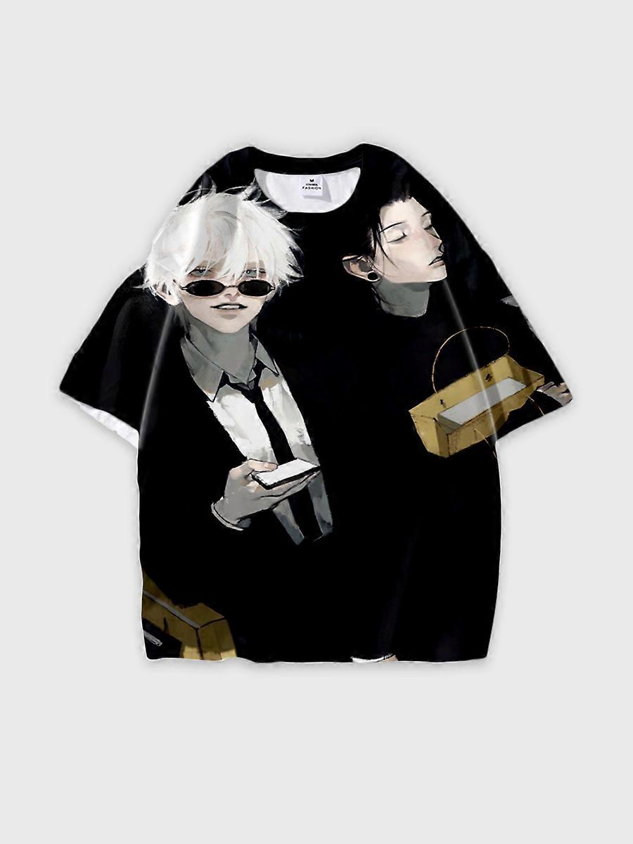 T-shirt round neck Character Pattern loose short sleeve P107