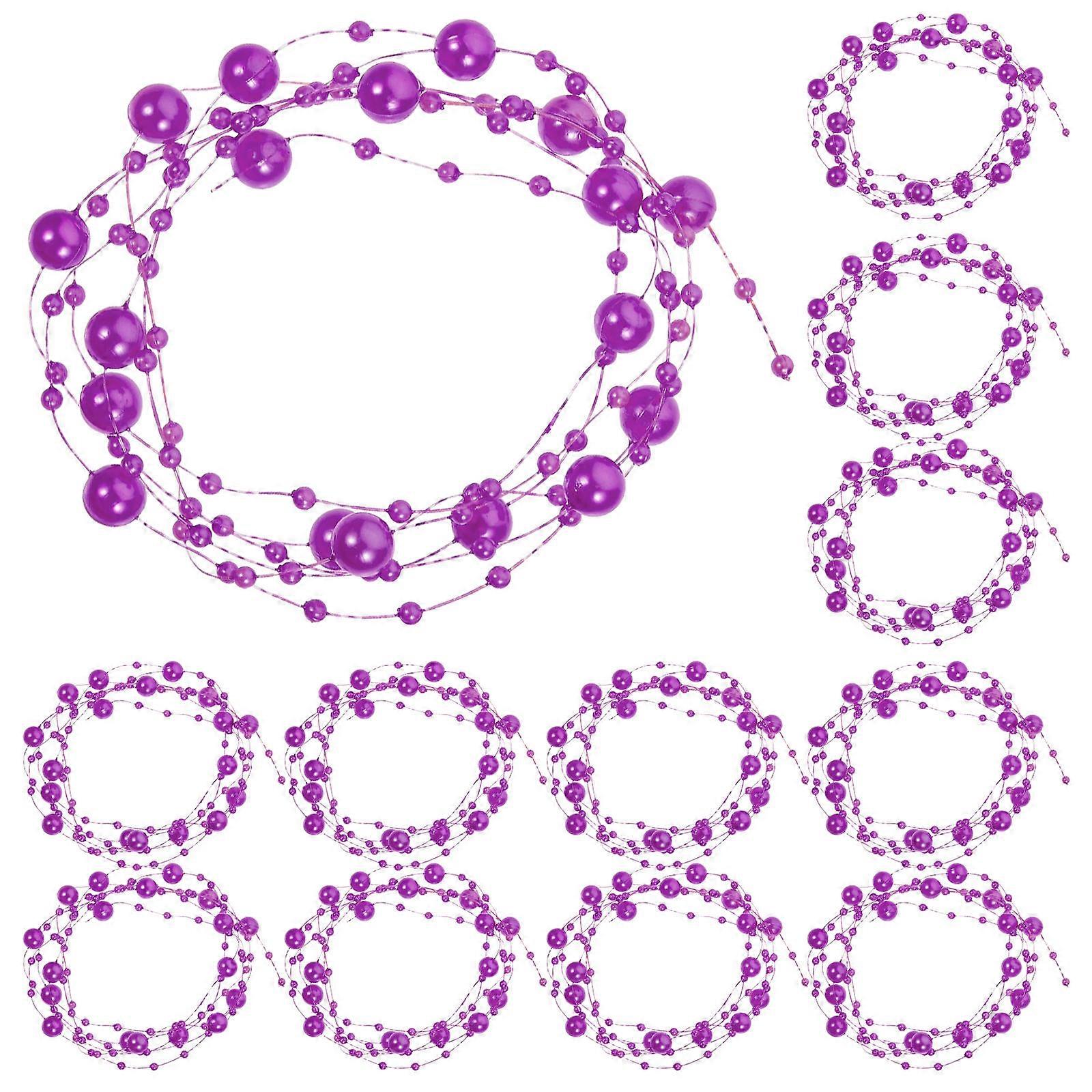 Diy Beads Chain Artificial Pearl String Table Centerpieces For Party Event Purple 120X0.8cm 30Pcs