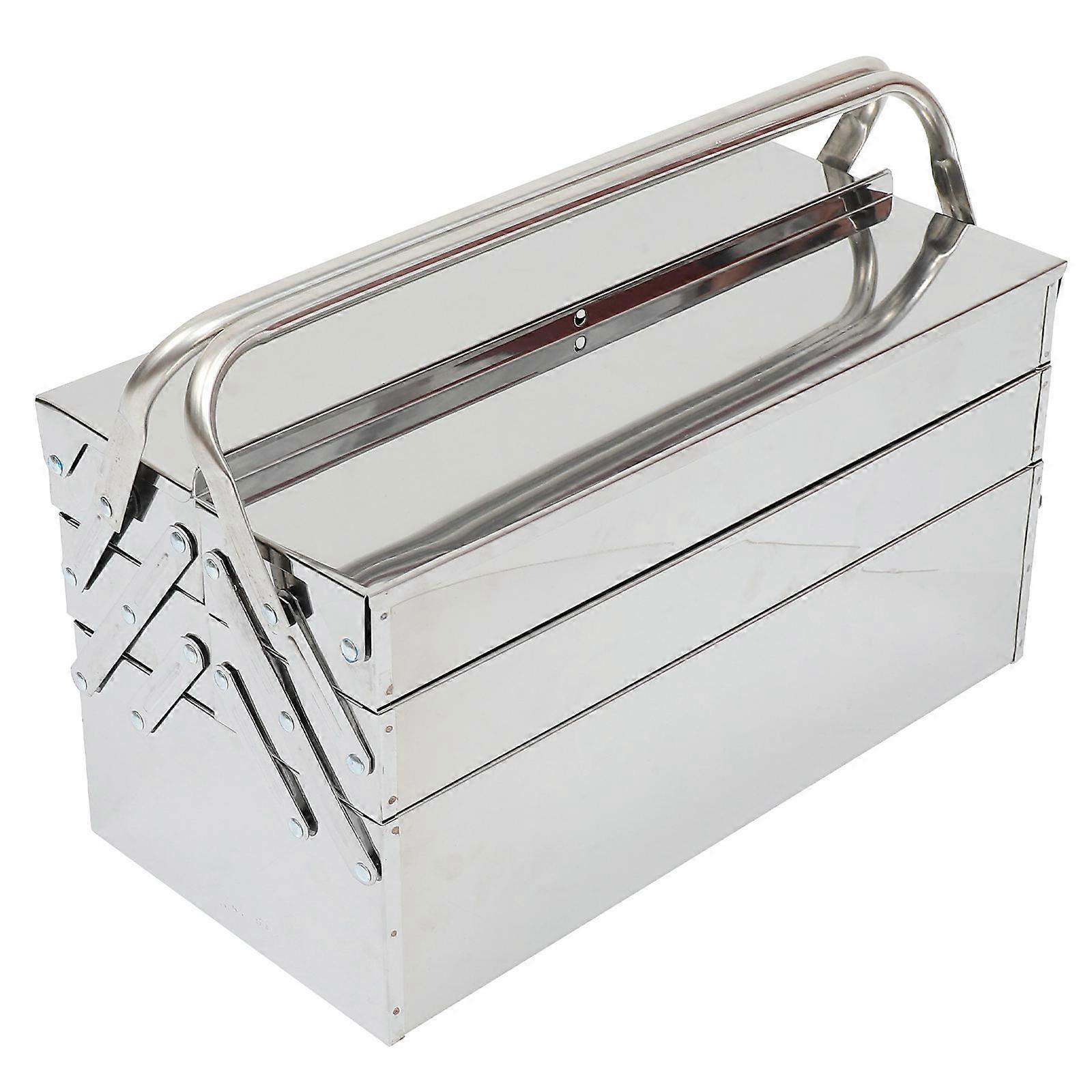 Portable Steel Toolbox Ideal For Tool Storage With Rectangular Shape And Layered Design Dimensions 46X20X16.5CM 1Pcs