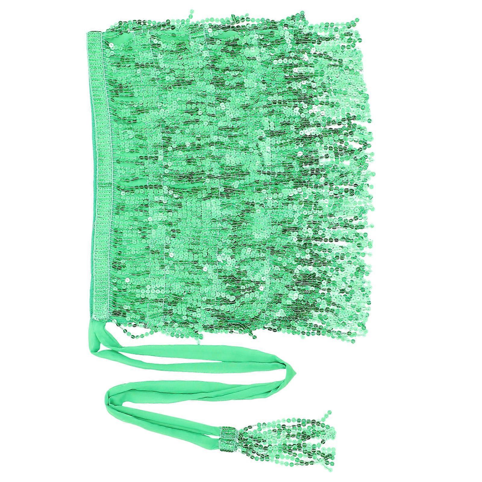 Green Sequin Belly Dance Hip Skirt for Decoration Design Lightweight Comfortable 27.6 Inch