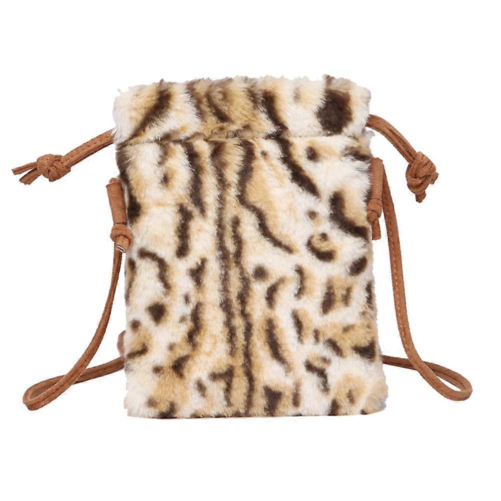 Casual Crossbody Bag Mobile Phone Handbag Women Outdoor Travel Use Square Plush Design 7.9×5.9×0.6in 1PC