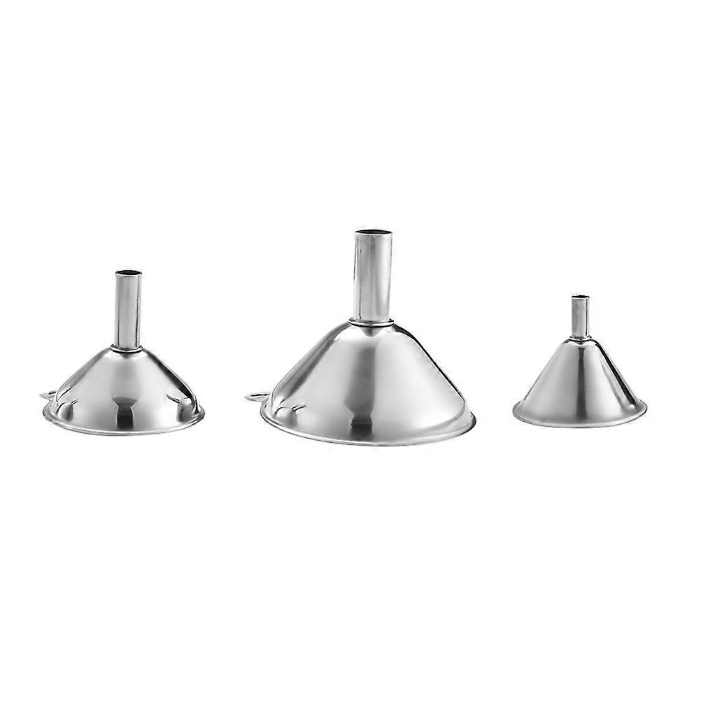 Three Piece Stainless Steel Funnel Set for Kitchen Use Silver Resistant to Rusting and Scratching