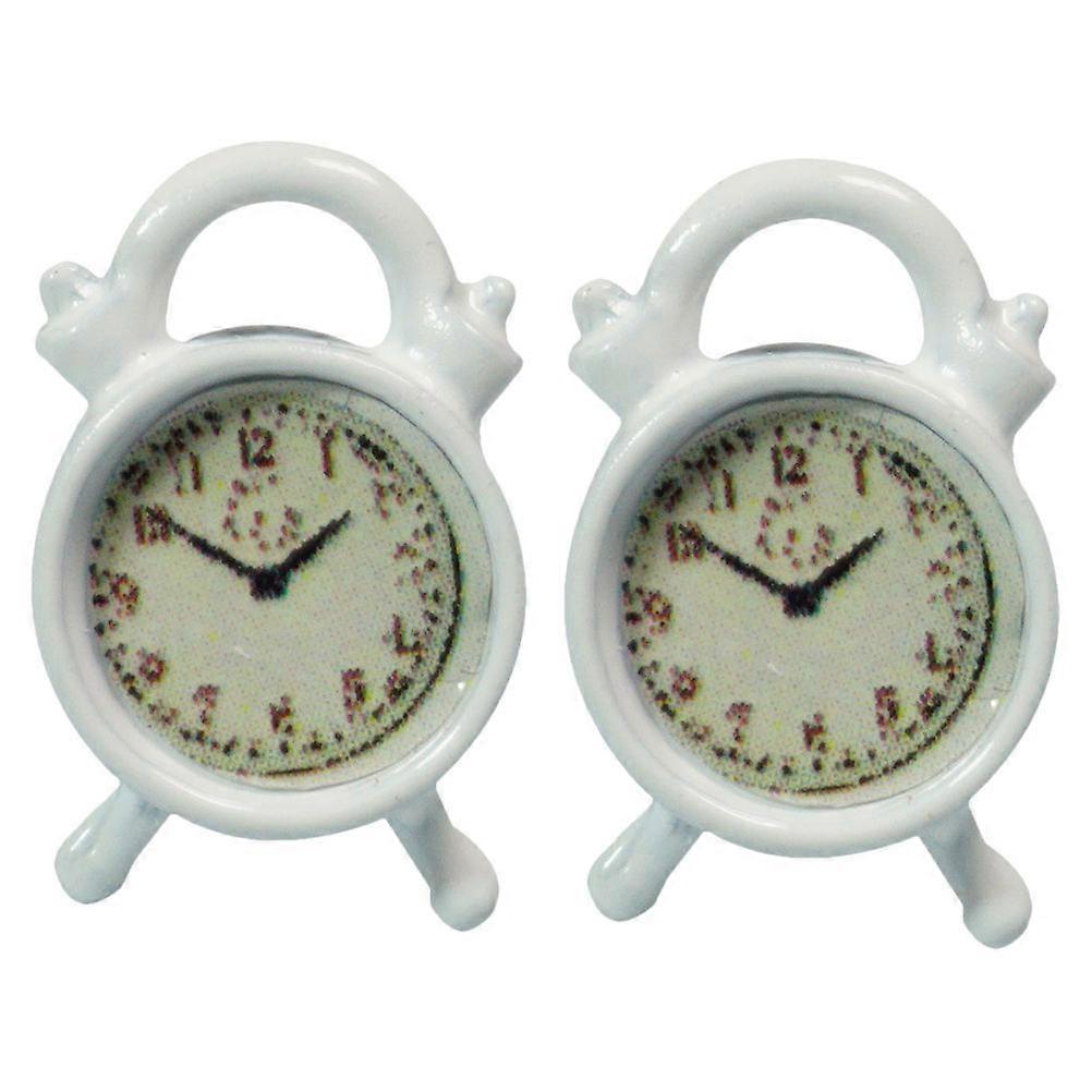 2Pcs Mini Adornment Accessories Small Alarm Clock Plaything